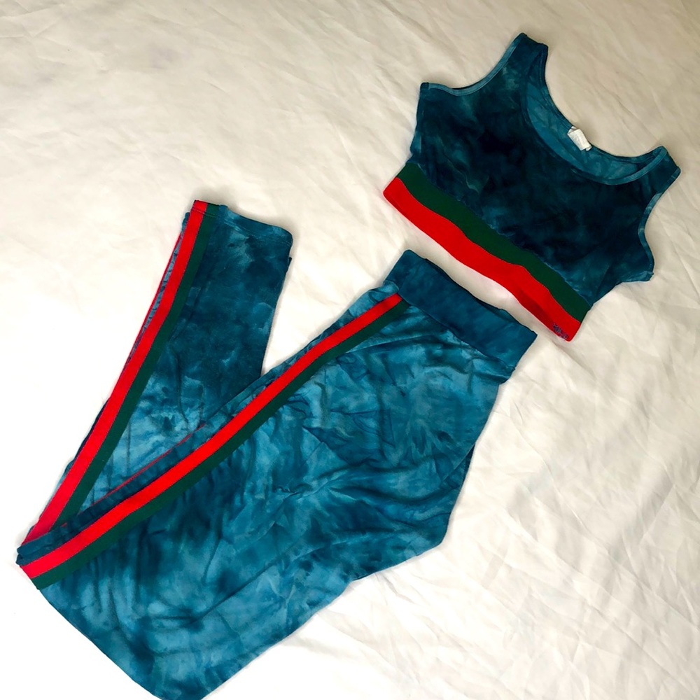 2 Piece Hot Girl Summer teal tie dye